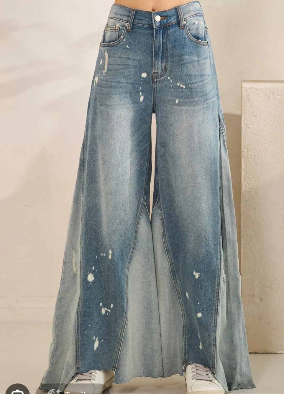 Oli & Hali Light Blue Wide Leg Paint-Splatter Jeans